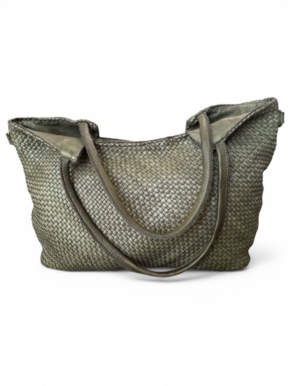 Borse in Pelle Hand Woven Genuine Leather Green Hobo Shoulder Bag Made In Italy